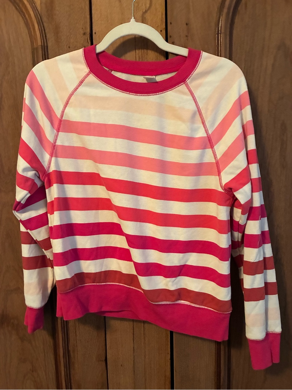 Old Navy Pink & White Striped Crewneck Sweatshirt